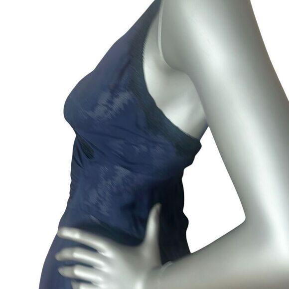 Meghan Silk Lace-Trim Dark Blue  Gown Dress 4 (024) - Picture 9 of 15